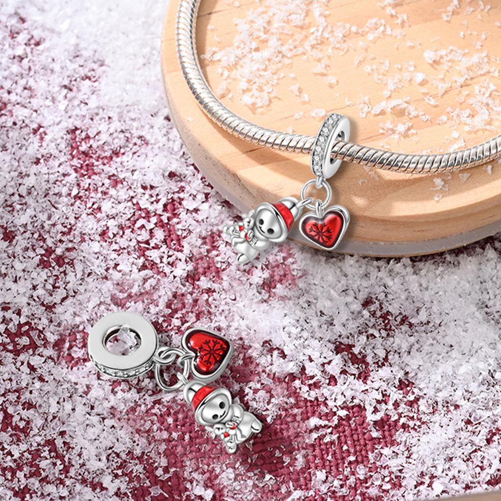 Copper Christmas Snowman Gingerbread Man Charms Beads Fit Original Bracelet Necklace Fine Jewelry Women Diy Gifts