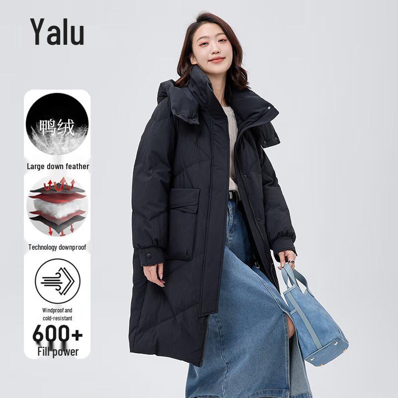 Yalu Women's Mid-Length 90% Duck Down Winter Hooded Padded Coat