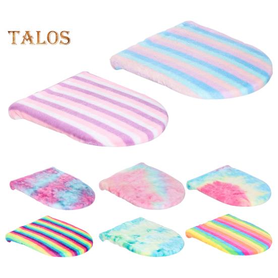 Toilet Lid Cover Soft Plush Colorful Bathroom Toilet Seat Cushion Pad Non-Slip Universal Fit Velvet Toilet Mat