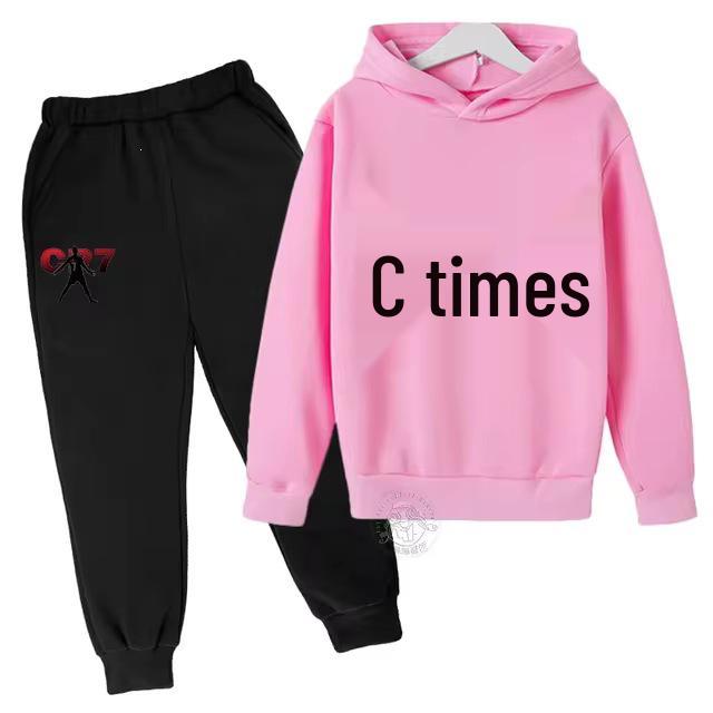 Conjunto Esportivo CR7 Infantil Primavera/Outono, Moletom com Estampa de Futebol e Calça, Edição 2025, Festival.