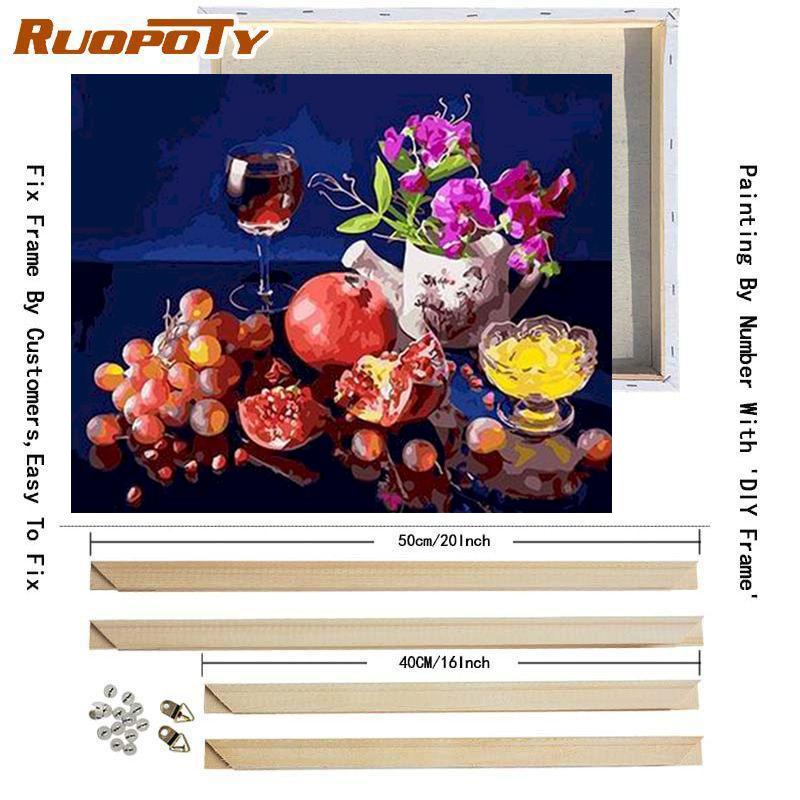 Rámová malba podle čísel Ovoce Kutilská řemesla Nástěnné umění Obraz na číslech Obraz na plátně pro domácí dekorace 40x50