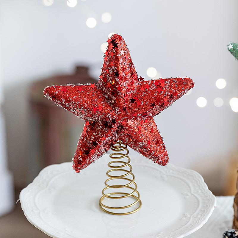 1PC Glittered Tree Topper Diamond Dust Star Decor Foam Christmas Star Holiday Tree Topper
