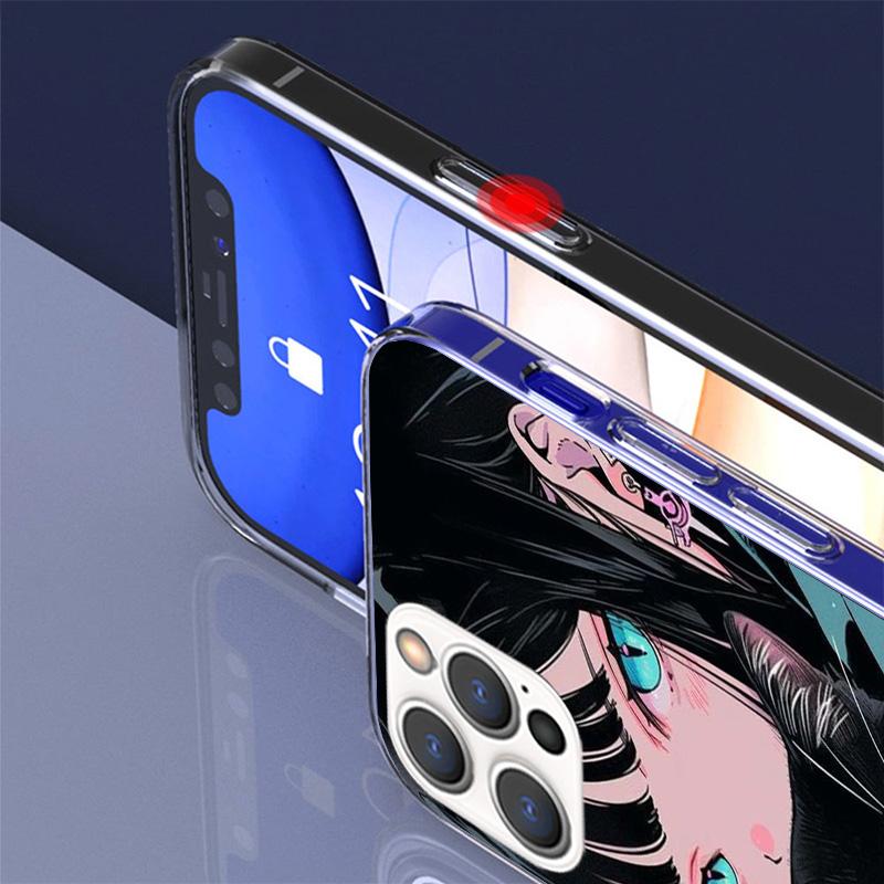 Anime Girls Cute Black Cat Phone Case For iPhone 17 Air 16 Pro Max 16E 15 + 14 Plus 11 12 13 Mini 7 8 SE Gift Print Cover Fundas