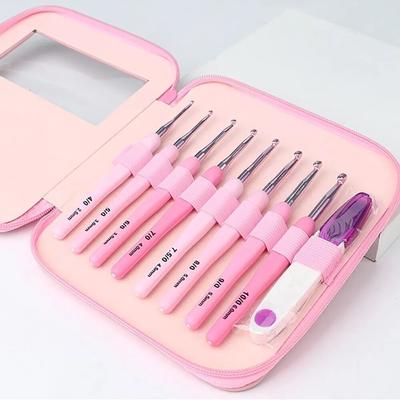 8-teiliges Häkelnadel-Set, 2,5–6 mm, weicher Griff, Haken-Set aus Aluminiumlegierung mit 8 Größen für Heimwerker, Stricken, Häkeln
