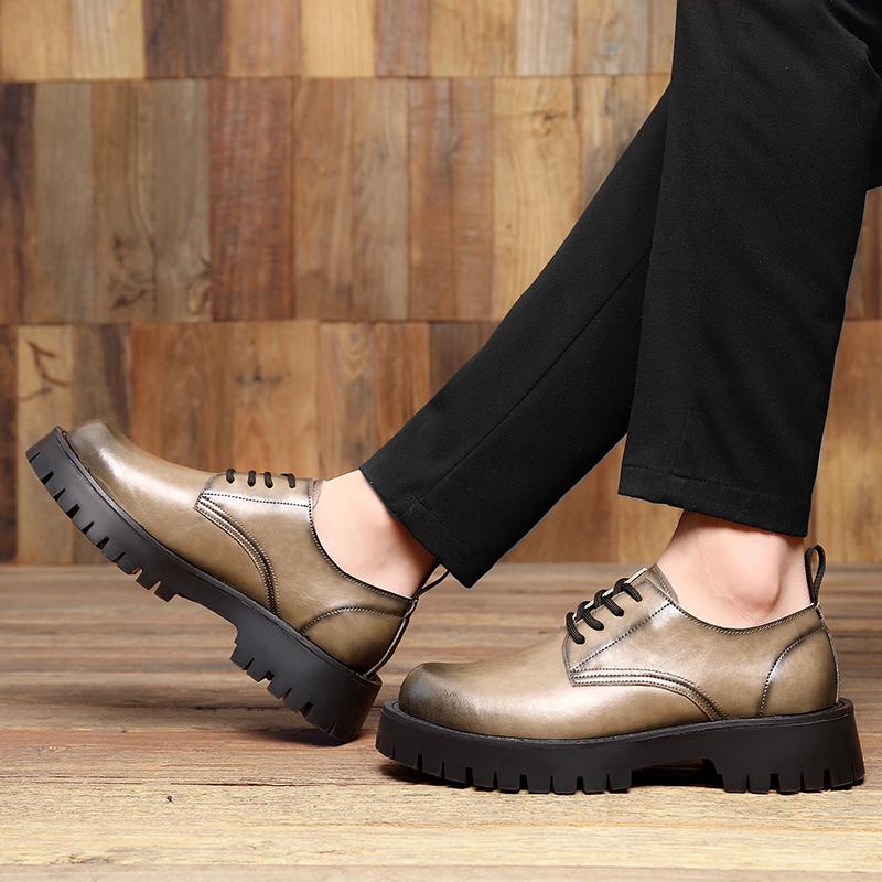 Thick soled men's leather shoes Fashionable minimalist and versatile style Outdoor Business Party Daily wedding and office shoes