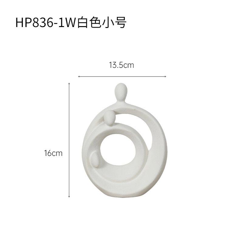 Ceramic Handicraft A Family of Three Abstract Family Sculpture Circular Geometric Ornaments Home Decoration Accessories