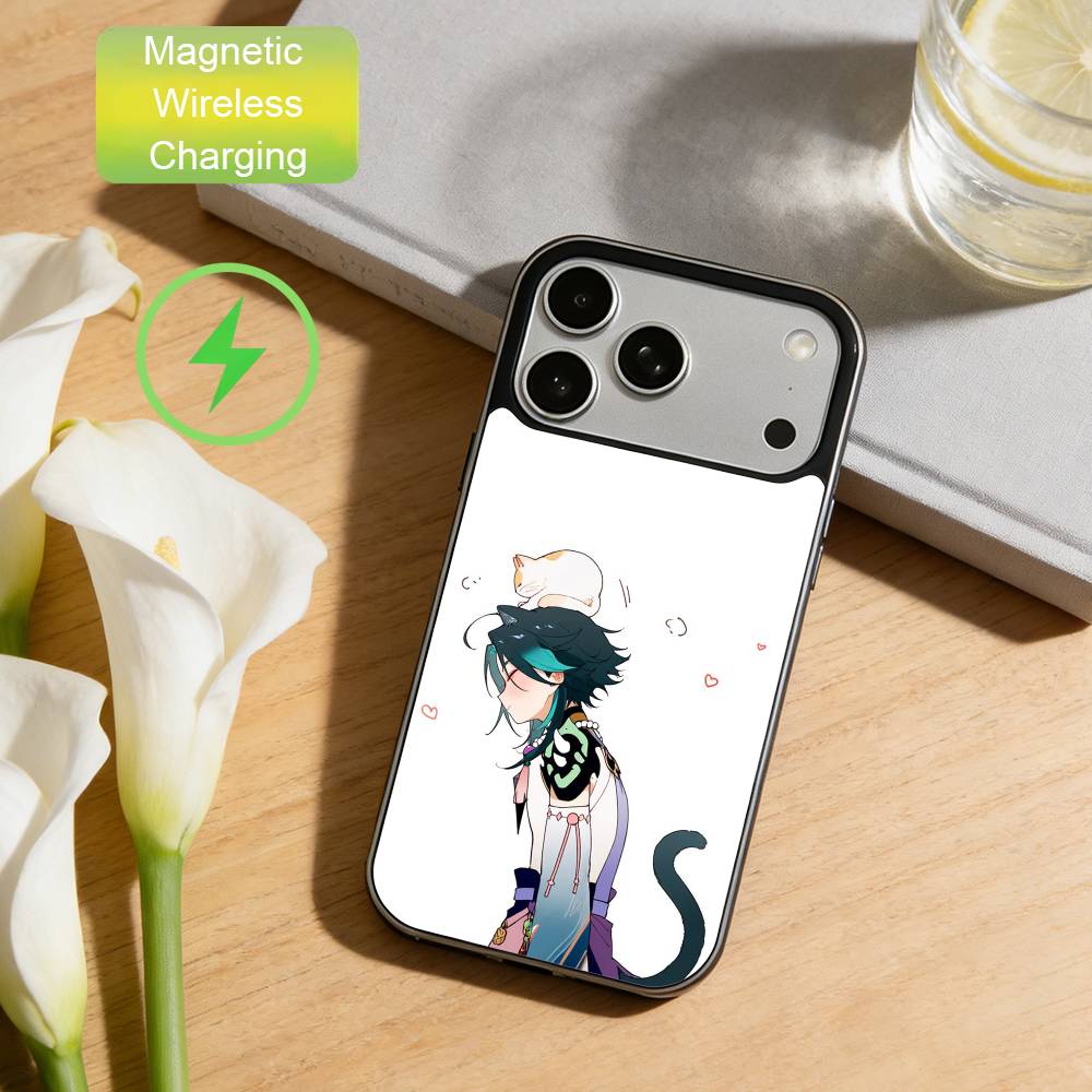 

A-Alatus Chibi Cute Phone Case For iPhone17,16,15,14,13,12,11 Max Black Wireless Charging Protecitve Cover iPhone17Air