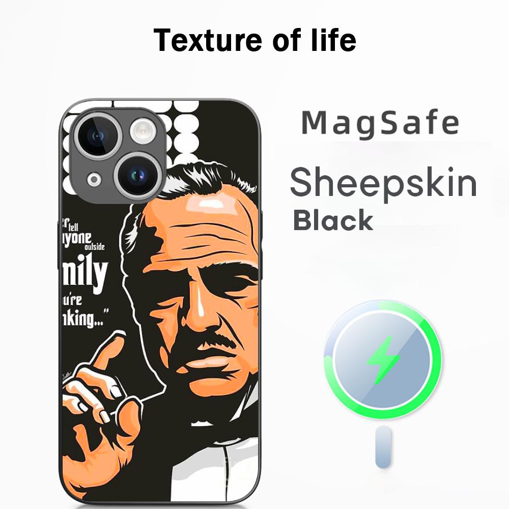 The Godfather Classic Movie Poster Phone Case For iPhone 17 16 15 14 13 12 Plus Pro Max  High-end Luxury Magsafe Sheepskin