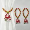 1 Pair Xmas Charm Curtain Tiebacks Wooden Bead Christmas Curtain Ties Beaded Curtain Holdbacks for Drapes Living Room Bedroom Nursery Decor