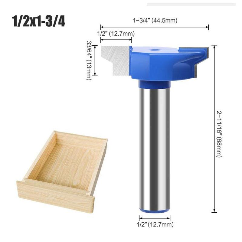 T Slot Cutter Rabbet Router Bit 3 Wing Carbide Slotting Cutter Rabbeting Slab Flattening Router Bits for Wood.12mm 1/2inch Shank