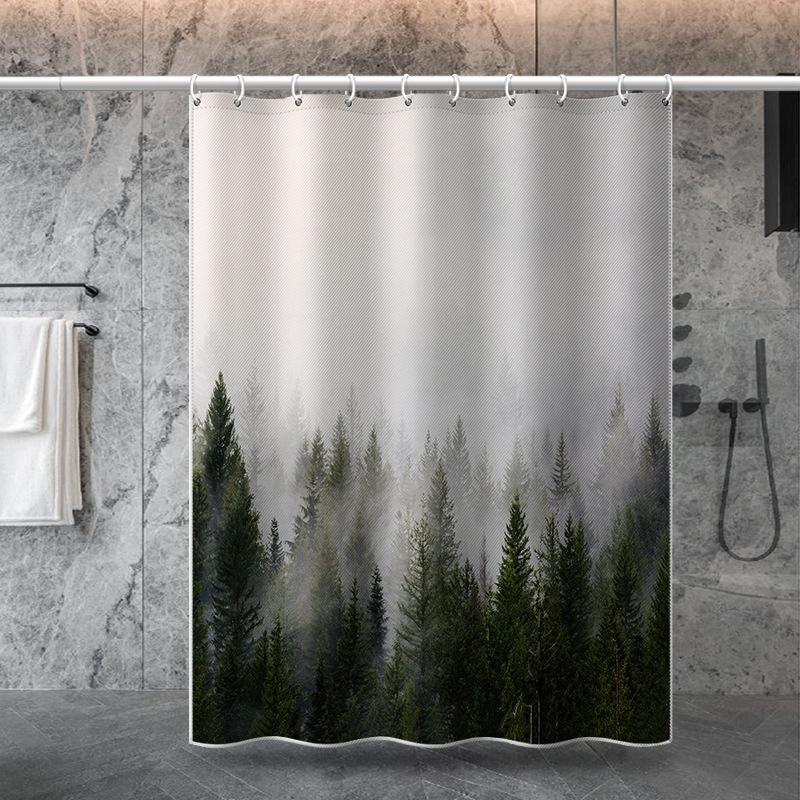 

LB-344 100x180cm Mist Pine Forest Design Polyester Bath Curtain Waterproof Shower Curtains Type A