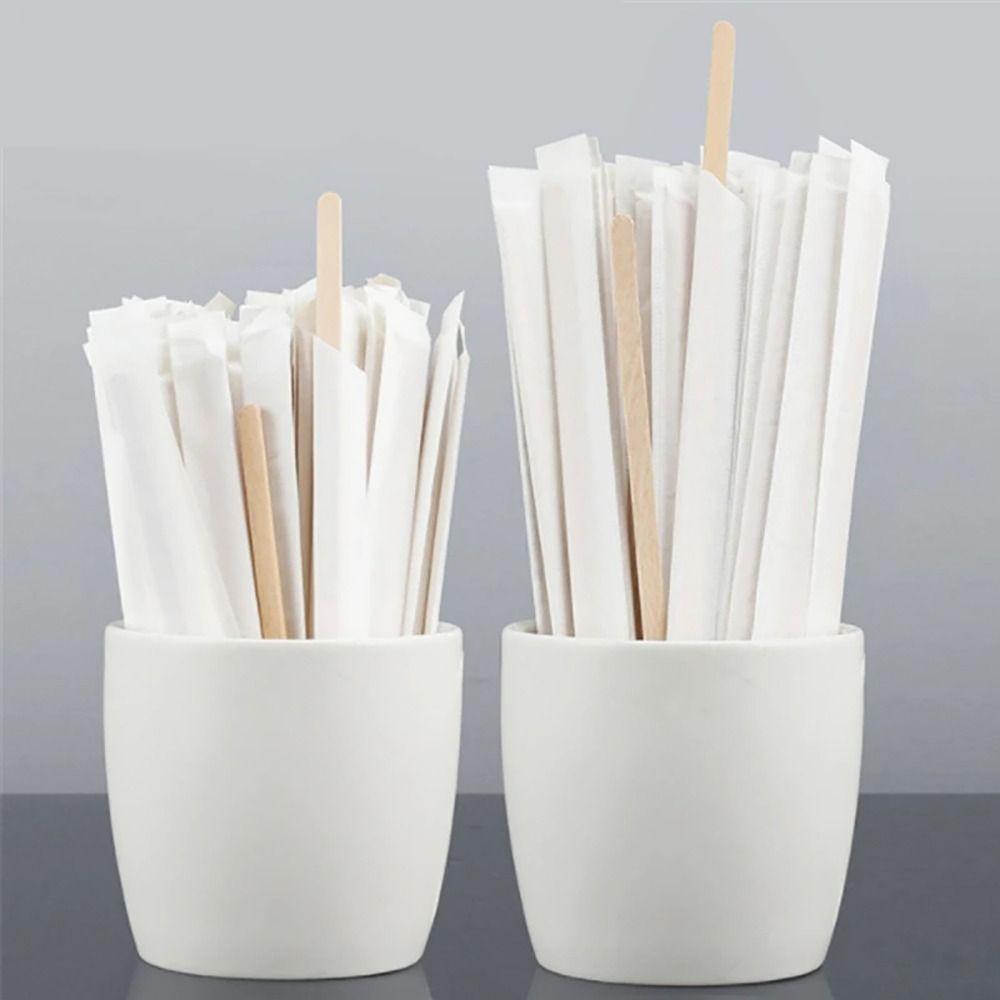 100Pcs New 14/18cm Coffee Stirrer Sticks Disposable Single Package Wooden Coffee Stirrers Drinking Stir Coffee Supply