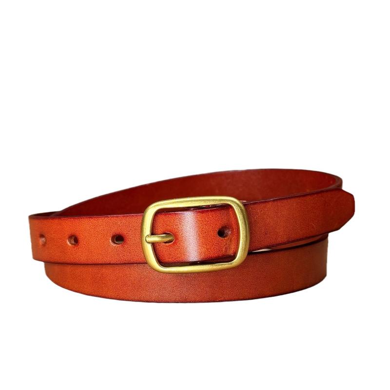 Women's Antique Cowhide Belt Copper Buckle Women's Casual Versatile Premium Retro Leather Belt
