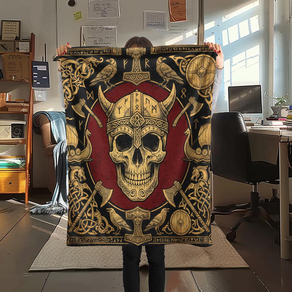 Viking Animal Patterns Print Flannel Blanket High Quality Comfortable for All Seasons Home Decor Warmth and Comfort Perfect for Christmas Gifts