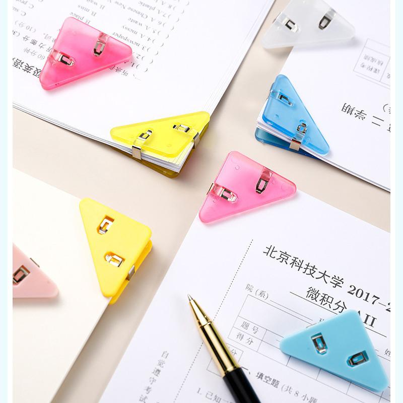 Transparent Triangle Corner Clip for Student File Organization and Storage