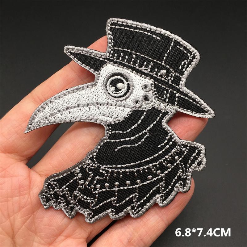 Black And White Embroidered Patches For Clothing Punk Bottle Skull Applications Iron On Patches Sewing Clothes Stickers