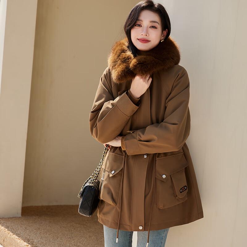 

VICTORIA&VERA Women s Luxury Winter Parka with Rabbit Fur Lining and Large Fur Collar XL