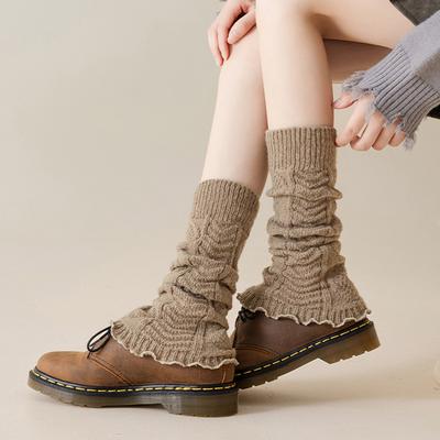 Lolita Leg Warmers Women Long Socks Wool Knitted Foot Cover Arm Warmer Y2K Autumn Winter Crochet Heap Socks Boot Cuffs Stockings