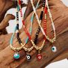 Go2BoHo Evil Eye Charm Gold Plated Beaded Choker Pendant Crystal Women Boho Beach Fashion Jewelry Tiny Glass Seed Bead Necklace