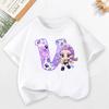 KPop Demon Hunters Child Short Sleeve T-shirt Cartoon Rumi Mira Zoey A-Z Print Cotton Tops Kawaii Summer Casual Tees Kids Gifts