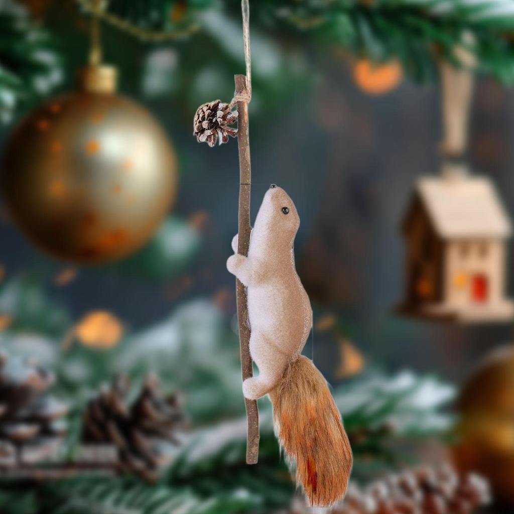 Squirrel Statue Gifts Cute Hanging Animal Sculpture for Office Xmas Tabletop