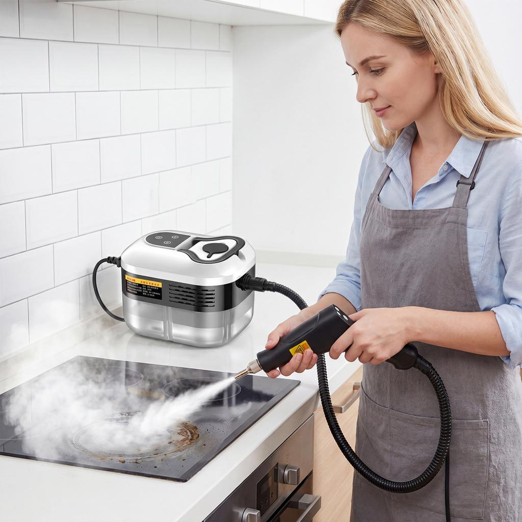 1500W Portable Steam Washer High Temperature Pressurized Steam Cleaning Machine with 6 Steam Levels for Home Car Kitchen More