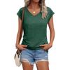 Women's Summer Fashion V-neck Solid Color Short Sleeve T-Shirt Casual Top