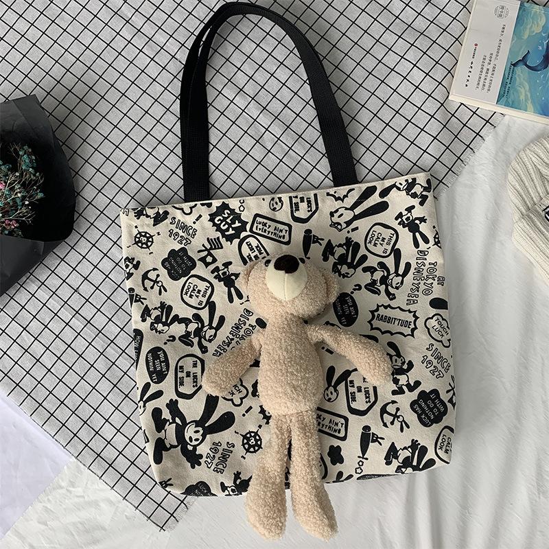 Large Capacity Bag New Bear Graffiti Canvas Bag