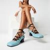 Mature Women Pumps Square Toe High Block Heel Lady Daily Shoes Big Plus Size 48 52