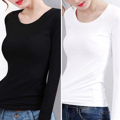 Magliette termiche da donna, scollo tondo, manica lunga, fodera in velluto, vestibilità attillata, tinta unita, calde