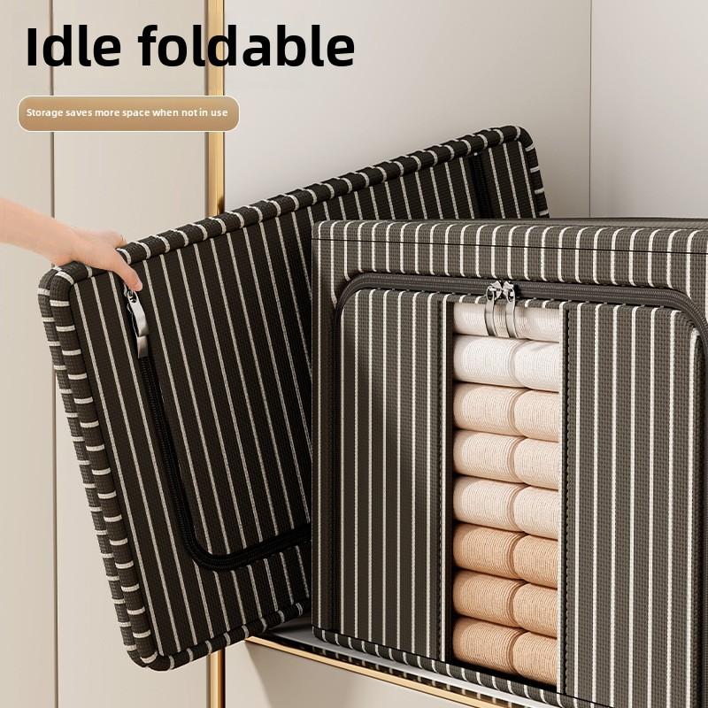 Κάδοι Αποθήκευσης από Ύφασμα Oxford Μεγάλης Χωρητικότητας με Σκελετό από Ατσάλι, Πτυσσόμενα Υφασμάτινα Κουτιά Αποθήκευσης για Ρούχα, Πάπλες, Παιχνίδια, Οργάνωση Σπιτιού