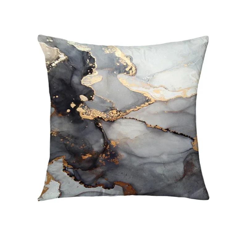Modern Abstract Cushion Cover Gray Blue Teal Agate Marble Hug Gold Foil Pillow Cover Home Decor Pillowcase Sofa Throw Pillows