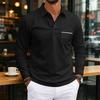Men's Casual Long Sleeve V-Neck Button Front Shirt with Pocket