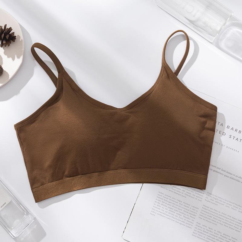 Wire-Free Pure Cotton Camisole with Chest Pad: Beautiful Back, Shockproof Fitness Yoga Bra