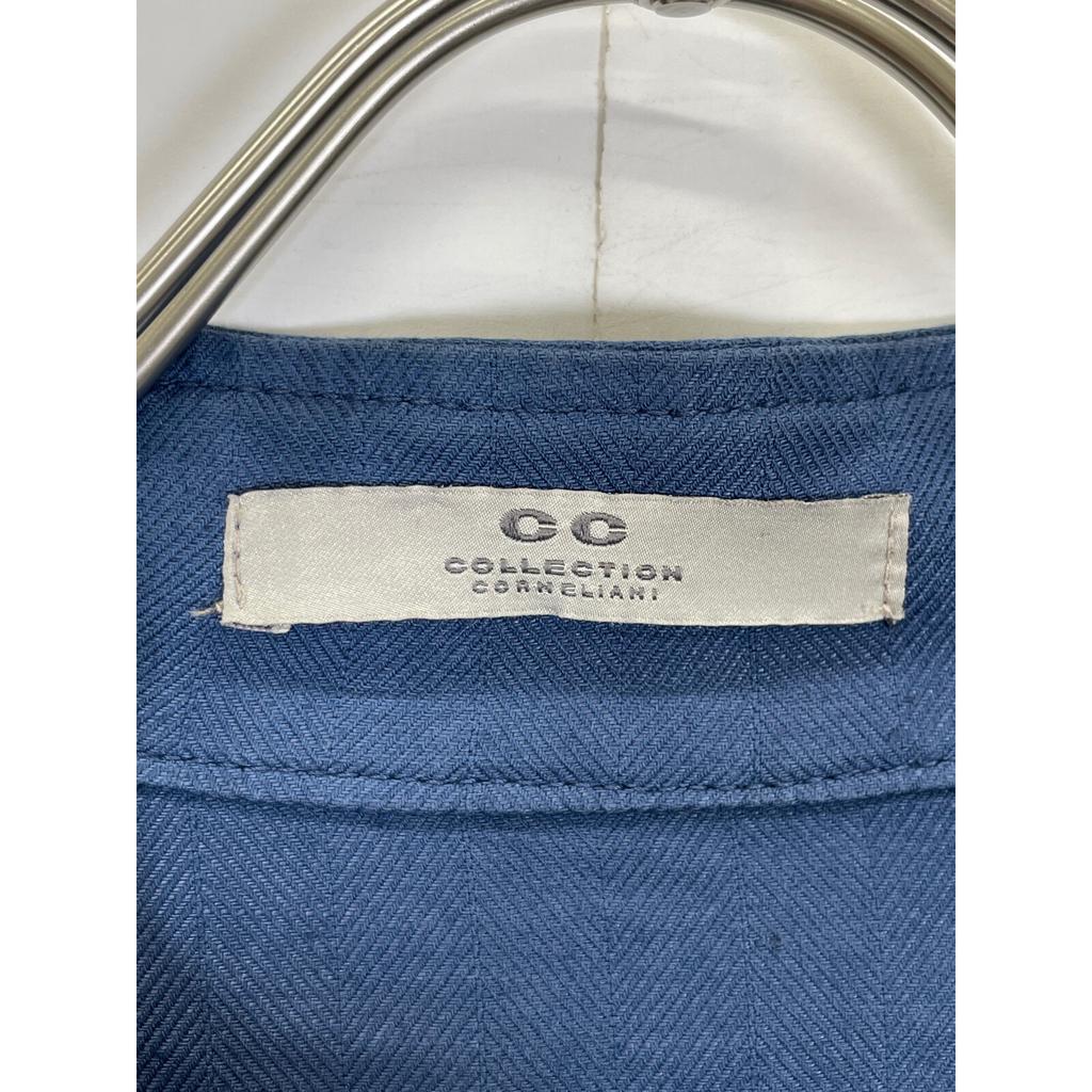Corneliani CC COLLECTION CORNELIANI Blue Cotton Linen RESCA52 Field Jacket Jacket 52 blueUsed