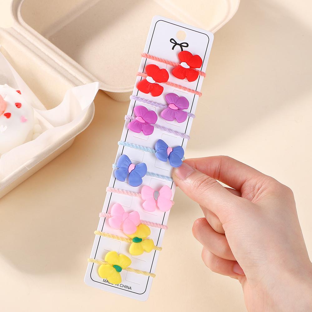 

10PCS Elastic Hair Bands Cute Flowers Style Hair Ring for Girls Children Birthday Party Headdress Headwear Hair Accessories