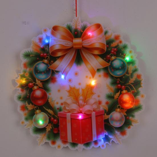 Glowing Santa Door Hanger LED Christmas Decor with Reindeer Snowman DIY Lighted Holiday Hanging Ornaments for Window Mantel Decorations