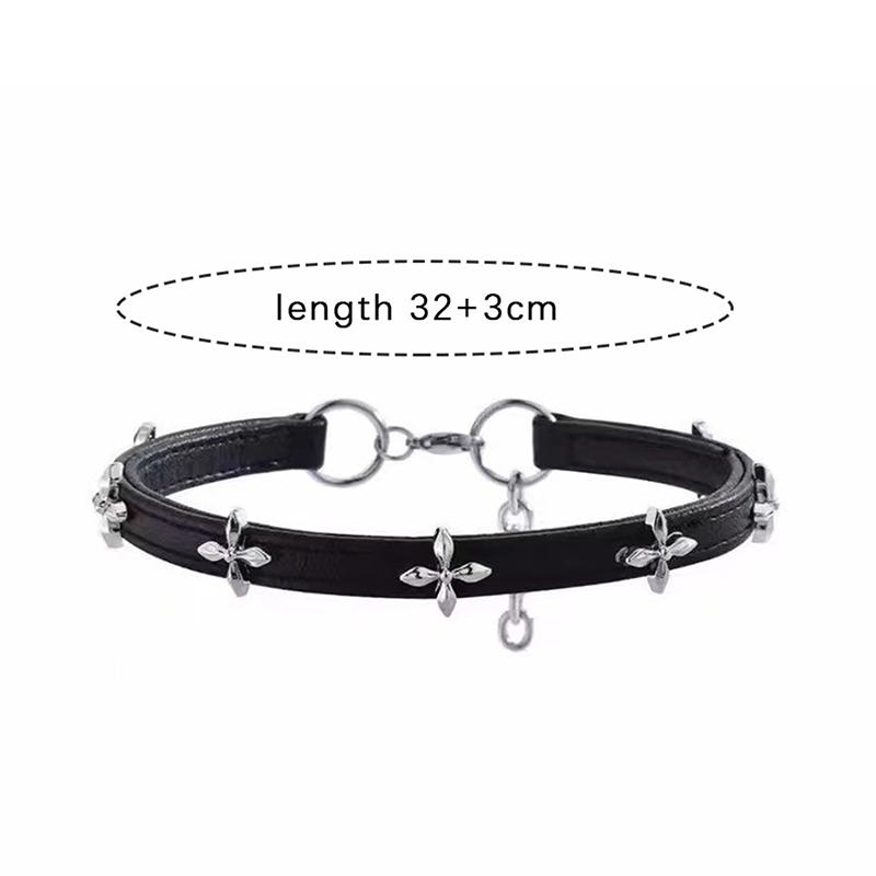 Personality Punk Vintage Black Leather Choker Necklaces For Women Girls Gothic Hip Hop Cross Collars Jewelry Accessories Gifts