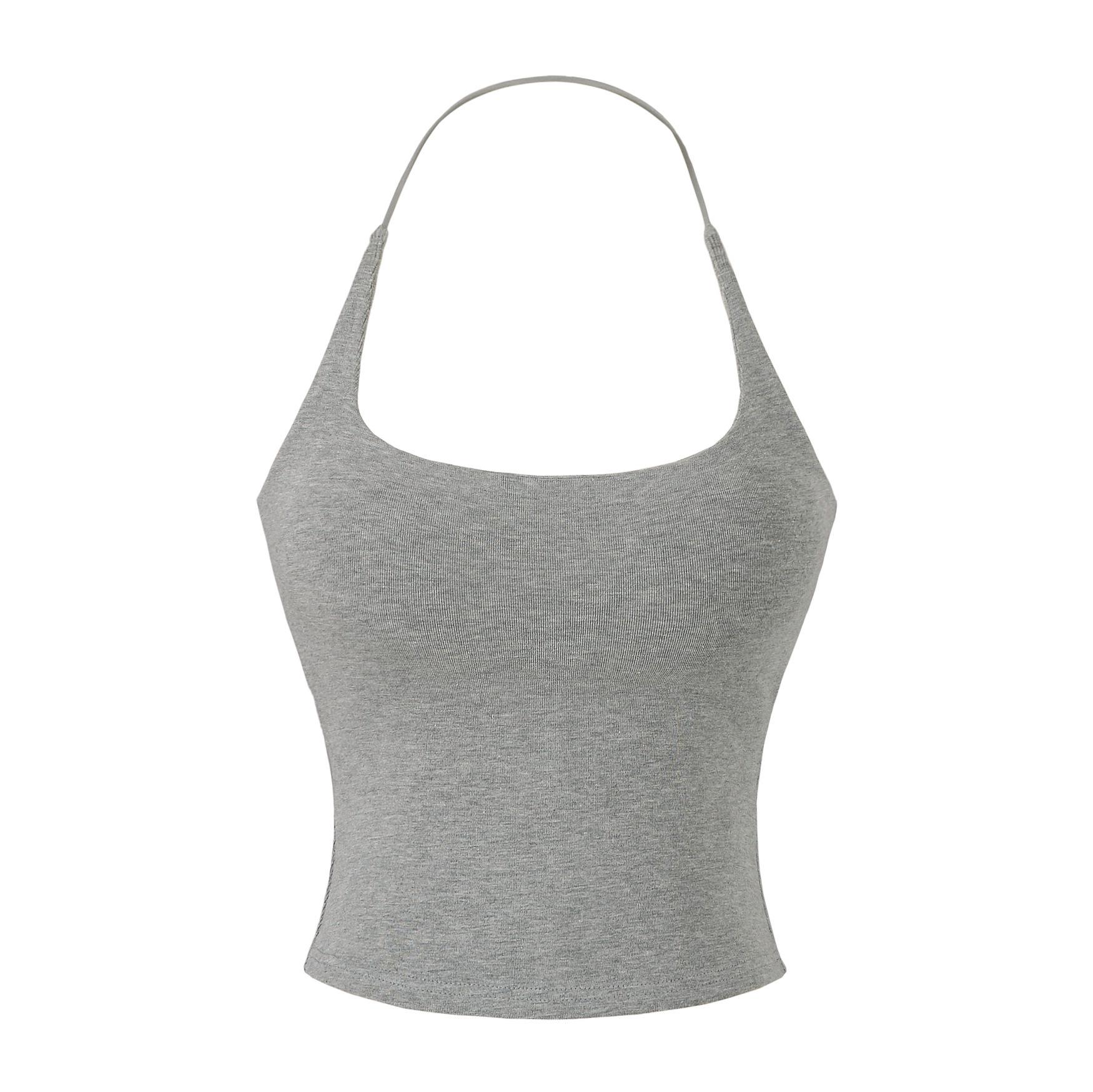 Spicy Girl Thickened Camisole: Early Spring Halter Neck with Chest Pads and Open Back Design Medium