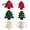 Reusable Xmas Tree Decorations Christmas Drawstring Gift Bag, Plush Pom Bell Hanging Velvet Bags for Candy Ornament, Pouch Decor Holiday Door