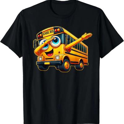 Funny Dabbing Yellow School Bus Graphic Gifts Kids Boys T-Shirt