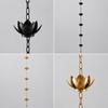 Rain Chain with Lotus Cups Botanical Decorative Outdoor for Courtyard