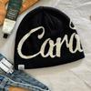 American-style Letter-patterned Knitted Beanie, Women's Warm Pull-on Hat, Men's Face-slimming Beanie, Cold-weather Hat