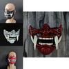 Djävulskrigare Hannya Halvansikte Latexmask Halloween Kostymrekvisita Skräckinjagande Cosplayrekvisita