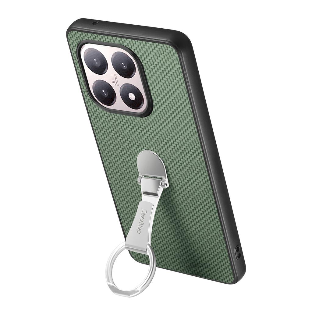 CASENEO C1-19 for Xiaomi 15T Case Folding Kickstand Leather Back Cover Carbon Fiber Texture