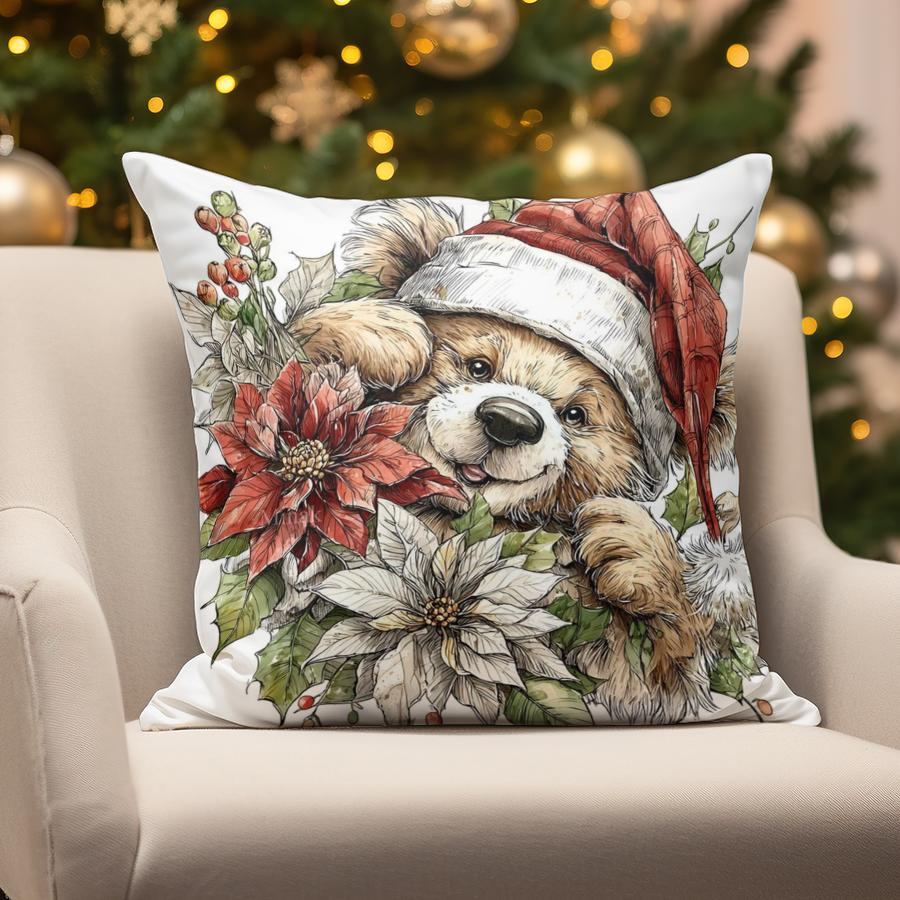 Weihnachtsmann- & Bärenkissen zur Heimdekoration, geeignet für Sofa, Schlafzimmer, Autokissen, Kissenbezug, Kissen, rechteckiges Rückenkissen