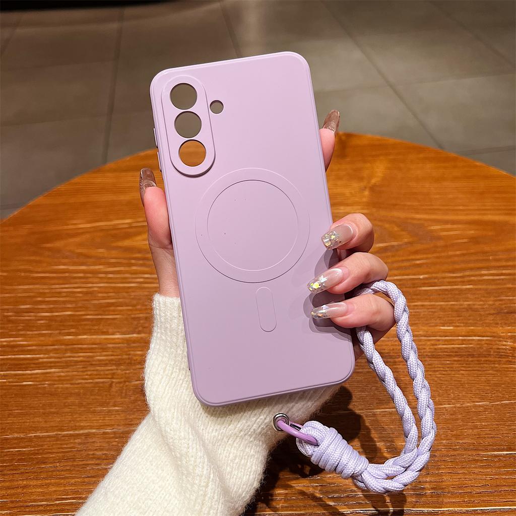 Silicone Wrist Strap Phone Case for Samsung Galaxy A17 A06 A16 A26 A36 A56 A05 A05S A15 A35 A55 for Magsafe Protective Cover