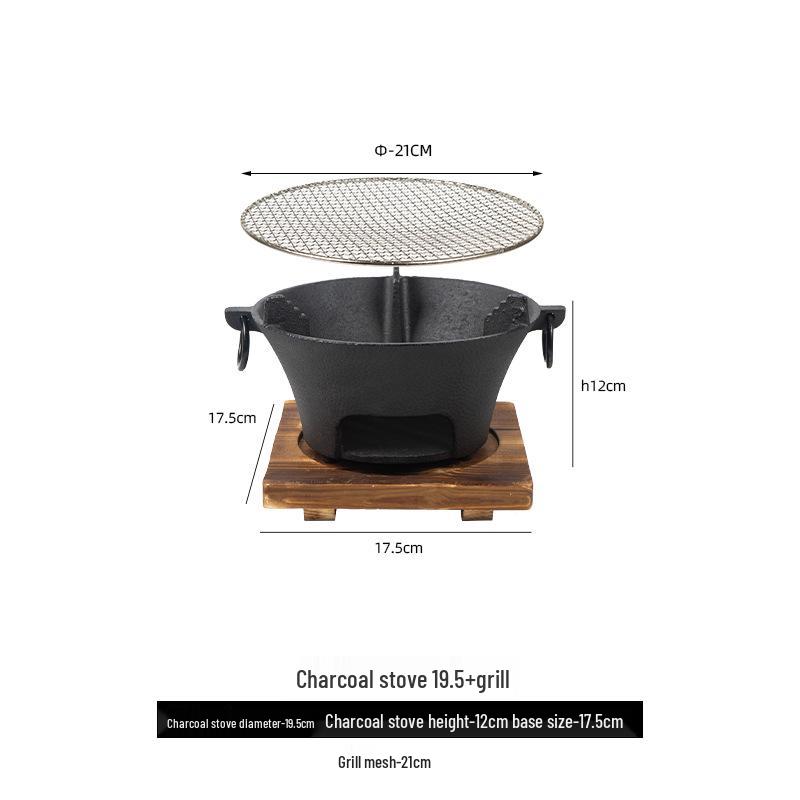 Cast Iron Charcoal Stove & Grill: Outdoor Tea Warmer, Camping BBQ, Hot Pot Fireplace