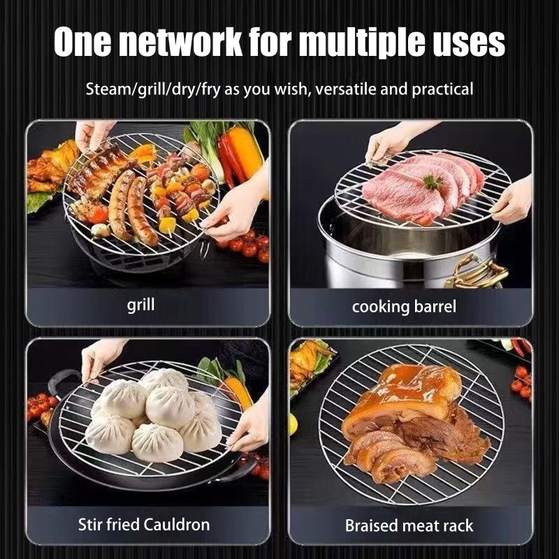 Round Stainless Steel BBQ Grill Grate Grid Wire Mesh Rack Replacement Cooking Net for Charcoal Gas Grill Outdoor Barbecue Use