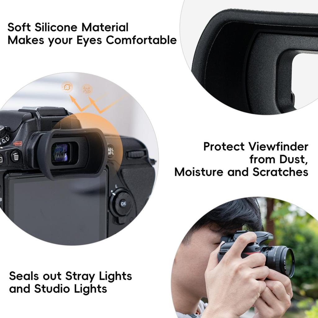 Nikon D3300 Compatible with and Eyepieces D780, D750, D610, D600, D7500, D7200, D7100, D7000, D5600, D5200, D5100, D5000, D3500, D3400, Eyecups,